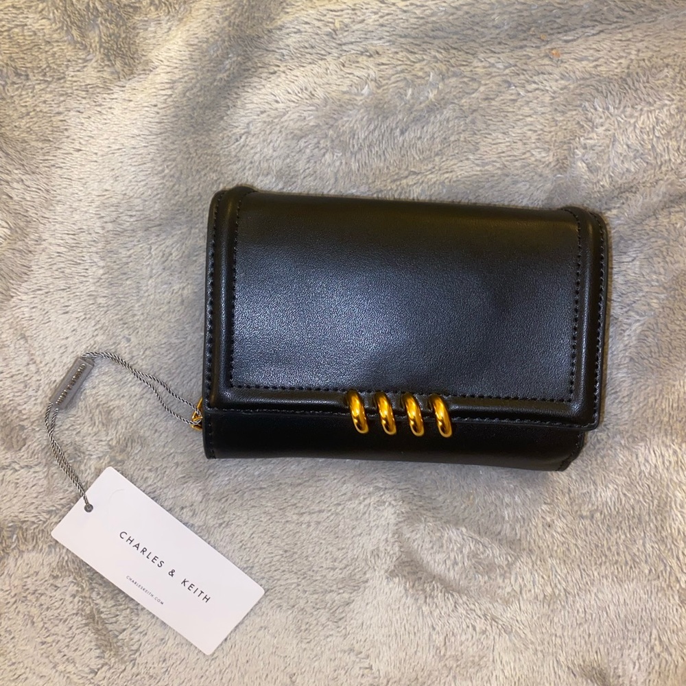 NWT Charles and Keith Black and Gold Wallet